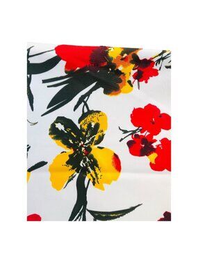 Vintage Cotton Floral Print Fabric Red & Yellow Spring Summer Flower Design 2 pc